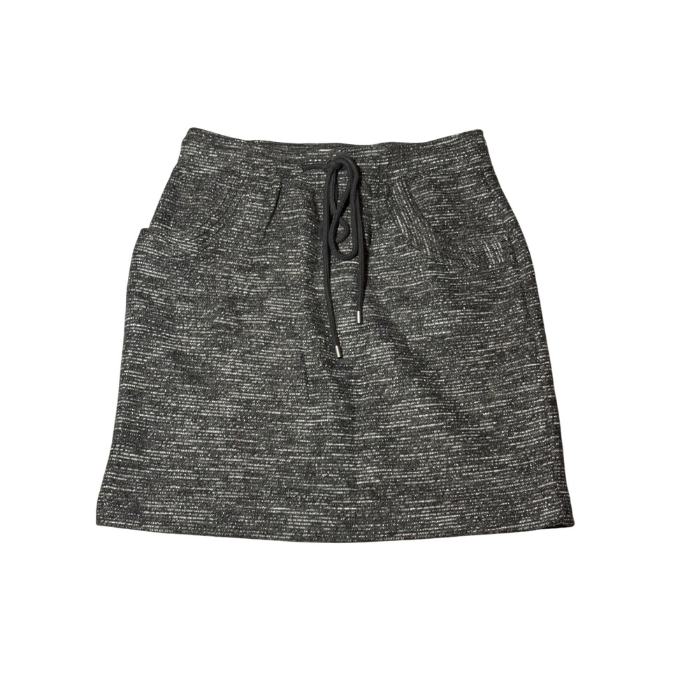 NWT Loft Women's XS Marled Knit Skirt‎ Black White Drawstring Pockets 22366702